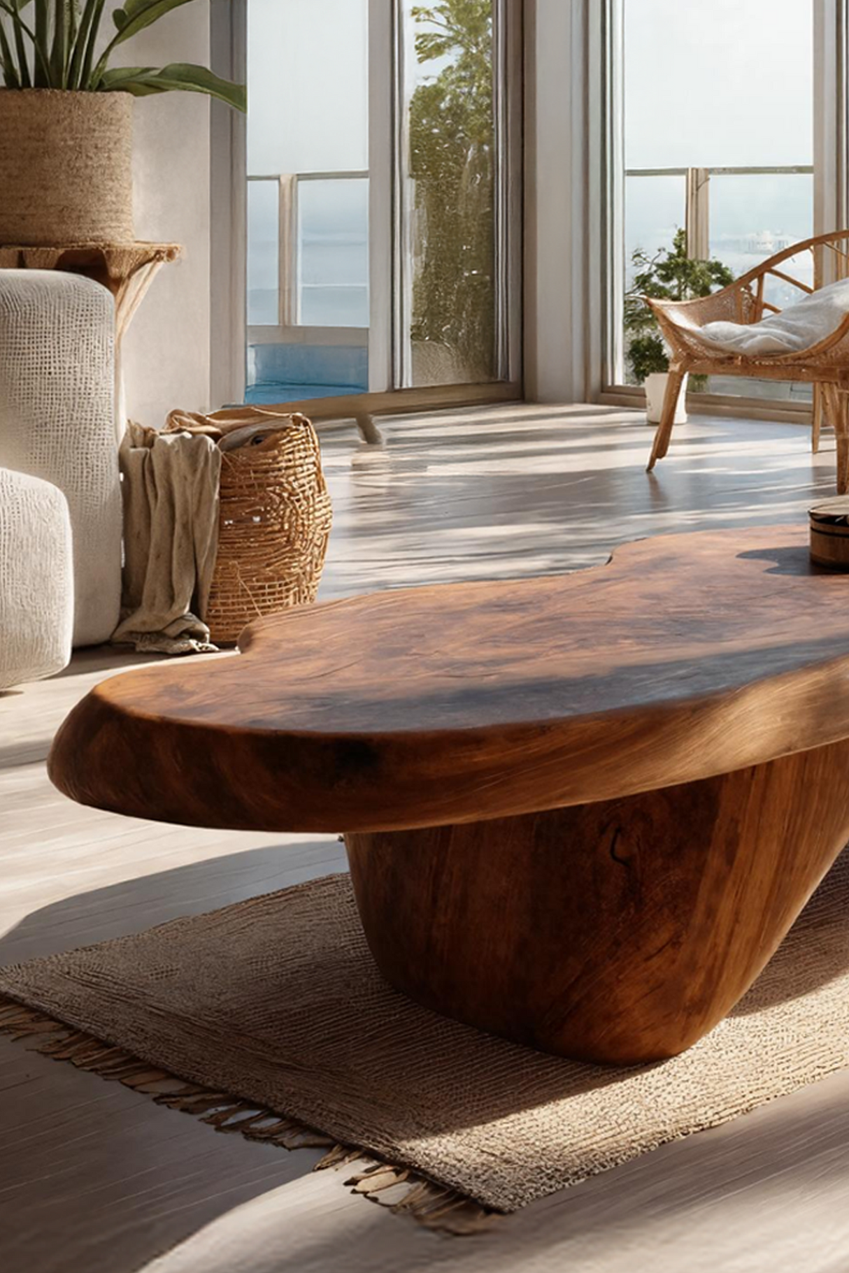 Rustic Handcrafted Wooden Live Edge Coffee Table For Entryway