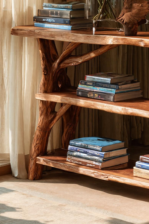 Farmhouse Wooden Live Edge Console Table For Rustic Living Room Decor