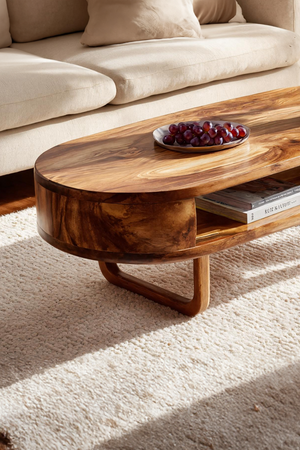 Mid Century Wooden Live Edge Coffee Table For Living Room Furniture Decor