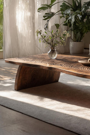 Farmhouse Mid Century Live Edge Coffee Table For Living Room
