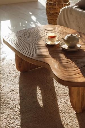 Mid Century Wooden Live Edge Table For Furniture Decor