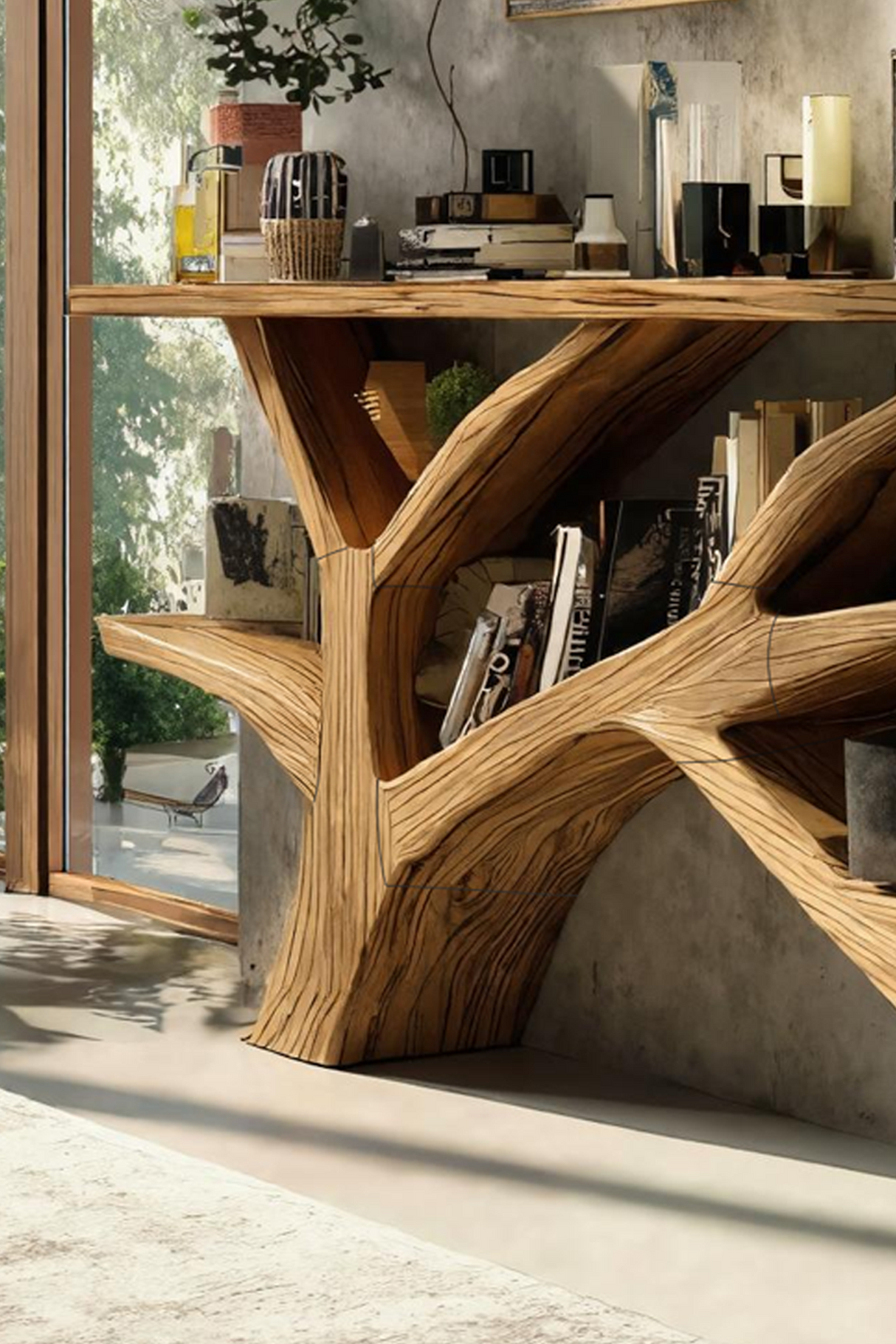 Farmhouse Wooden Live Edge Console Table For Rustic Furniture Decor