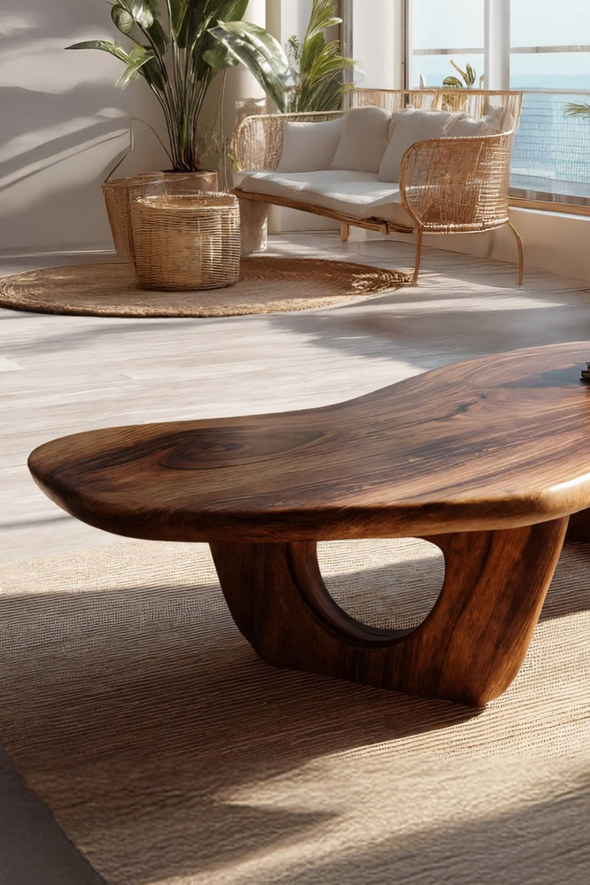 Mid Century Live Edge Coffee Table Solid Wood Furniture Decor