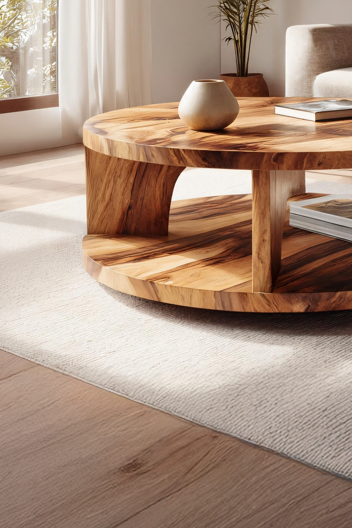 Farmhouse Wooden Live Edge Coffee Table For Living Room Entryway Design