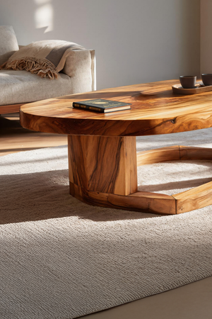 Mid Century Handcrafted Solid Wood Coffee Table For Furniture Decor