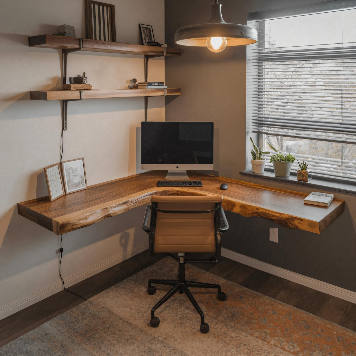 Modern Live Edge Corner Desk For Home Office