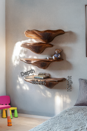 Mid Century Solid Wood Mushroom Shelf For Living Room Wall Decor