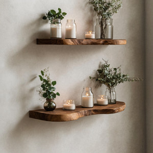 Mid Century Wooden Floating Shelf For Living Room Decor