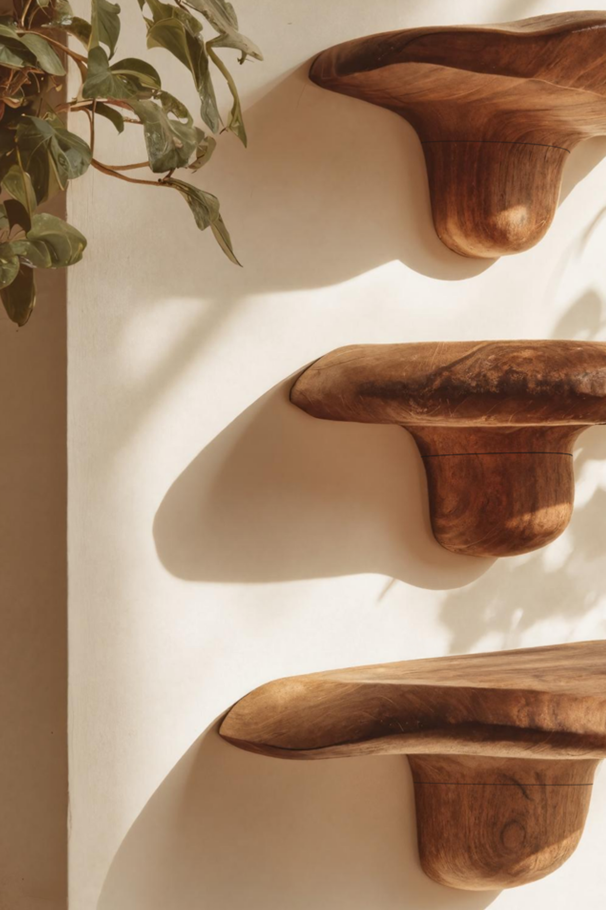 Modern Handcrafted Live Edge Mushroom Shelf For Living Room Decor