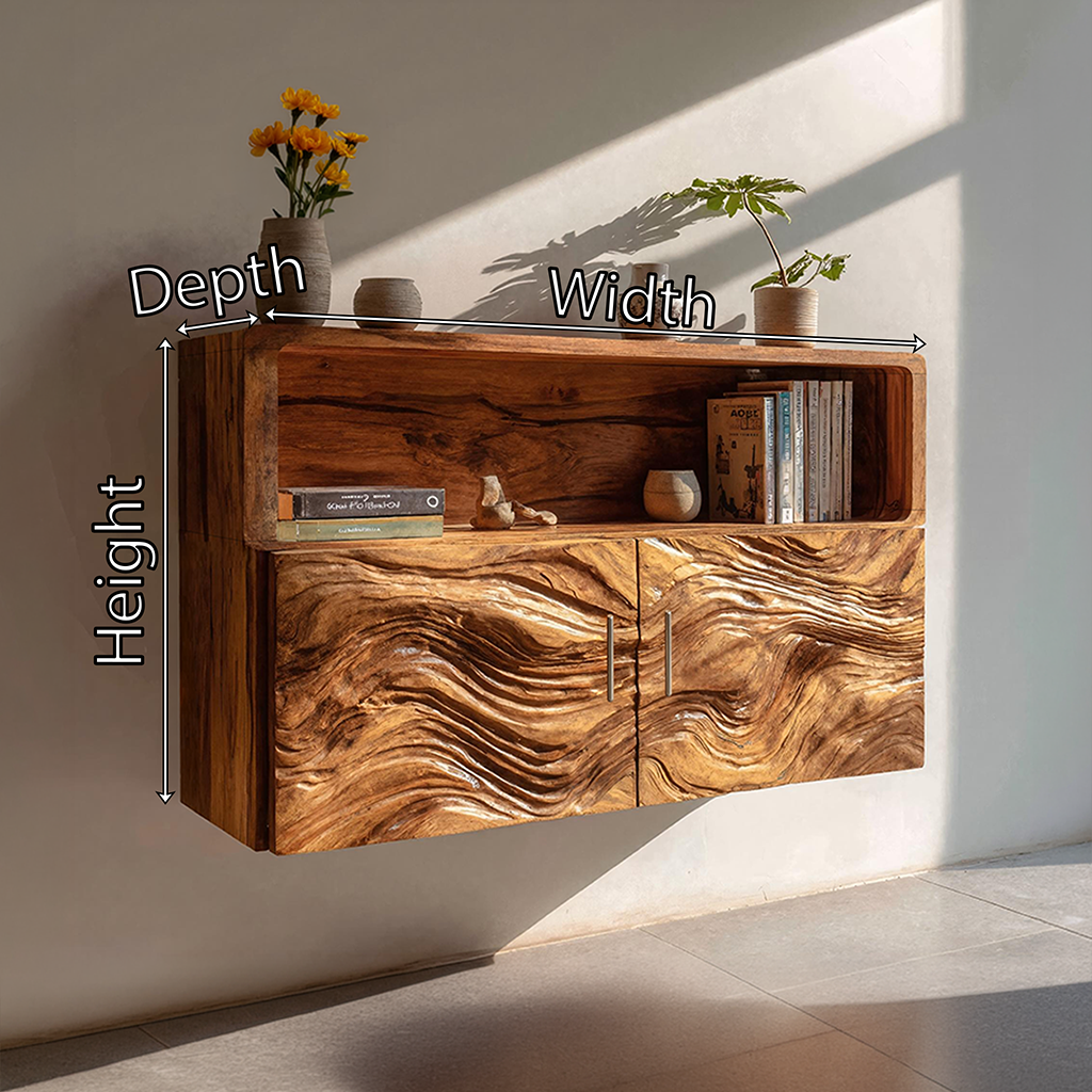 Rustic Live Edge Floating Shelf For Living Room Wall Decor Display