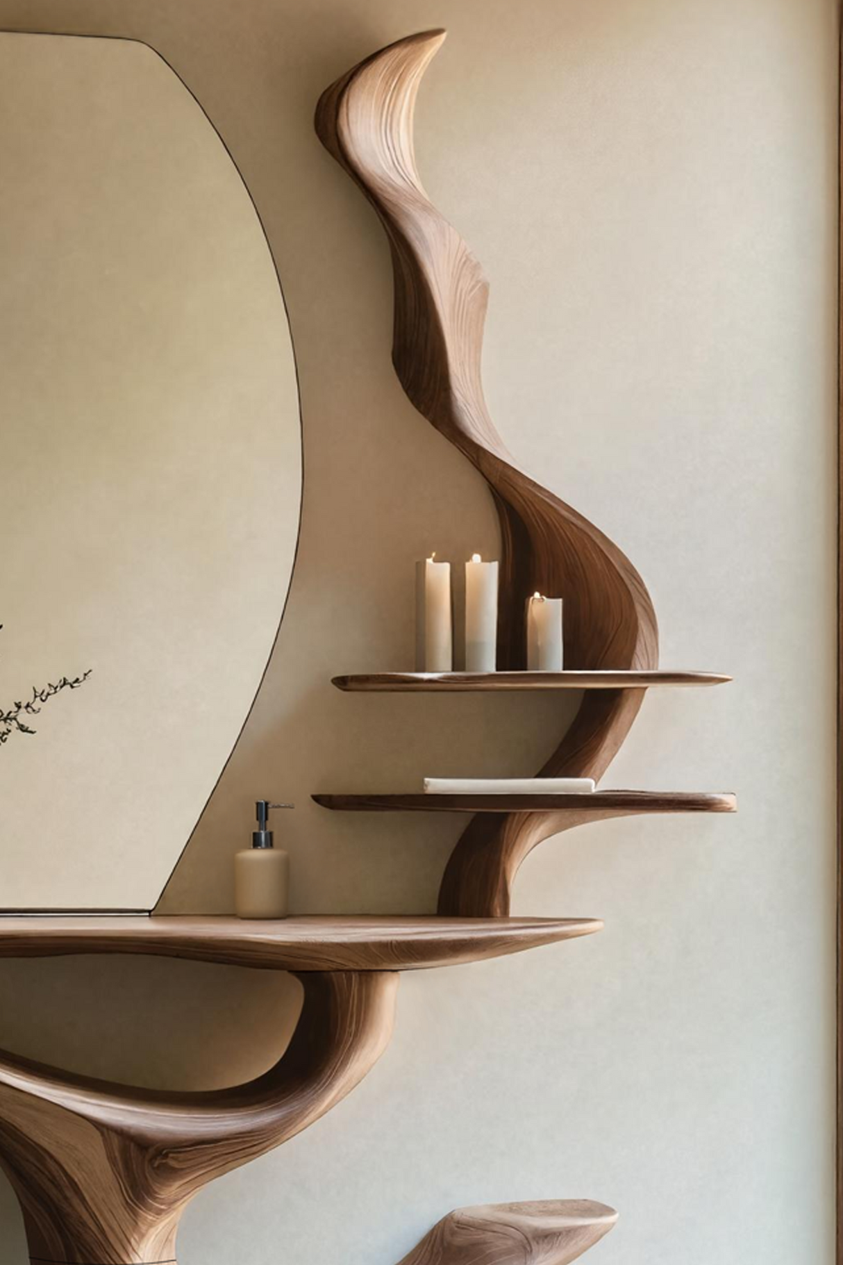 Mid Century Live Edge Cosmetic Table For Bathroom Style