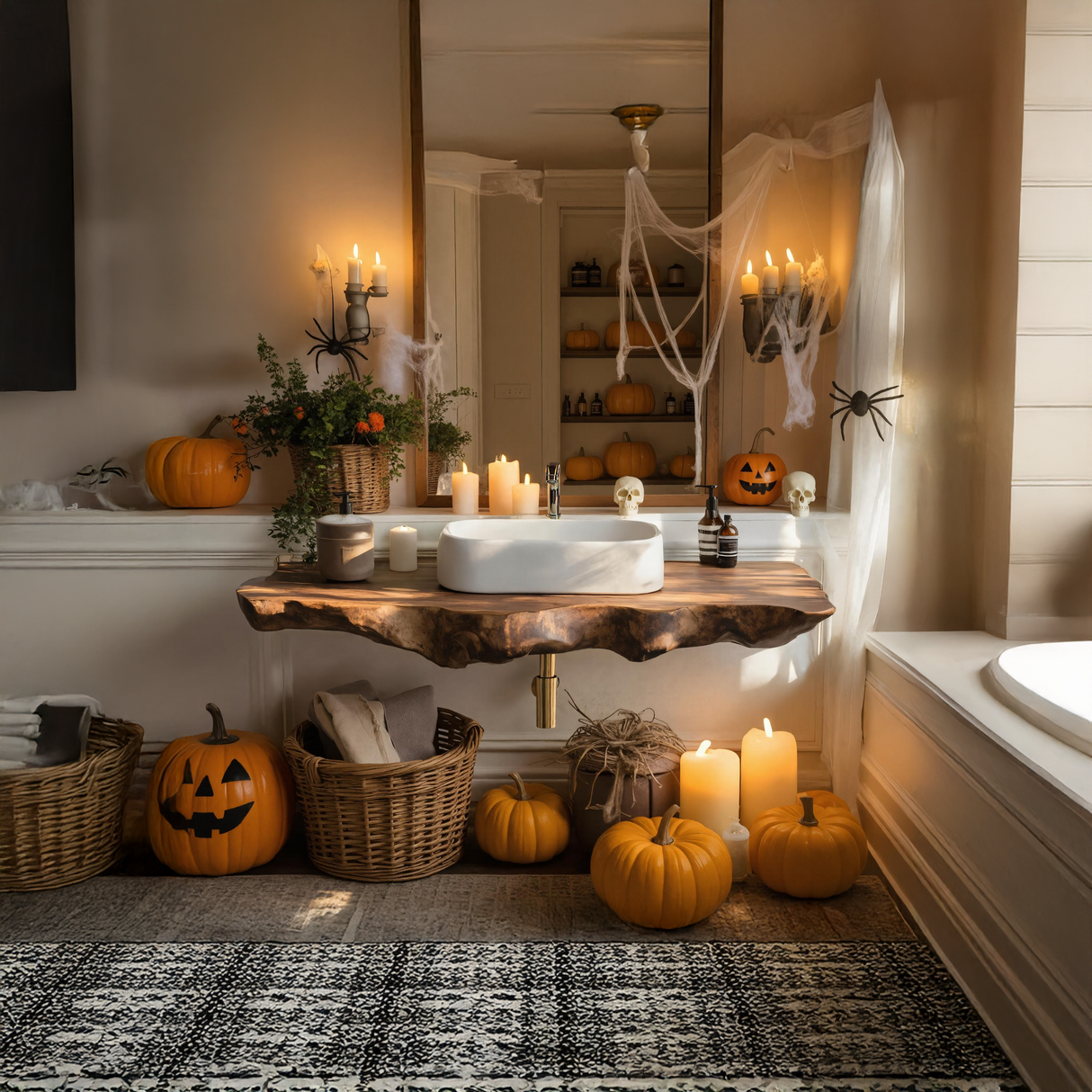 Modern Wooden Live Edge Bathroom Shelf For Furniture Decor Halloween Ideas