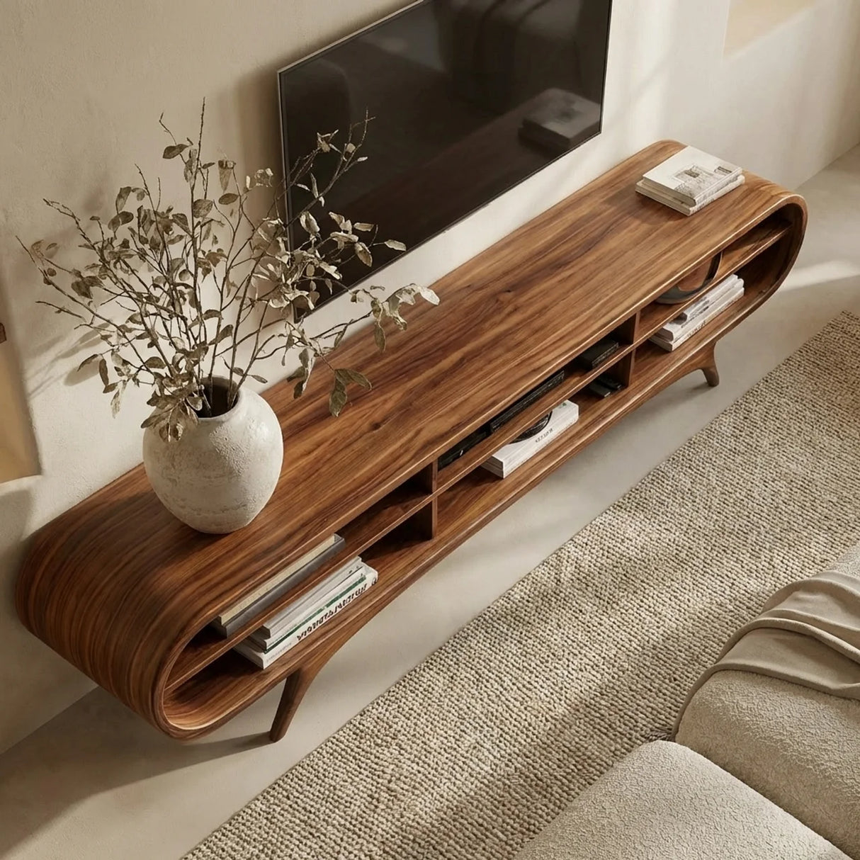 Scandinavian Natural Wood TV Cabinet For Living Room Interior
