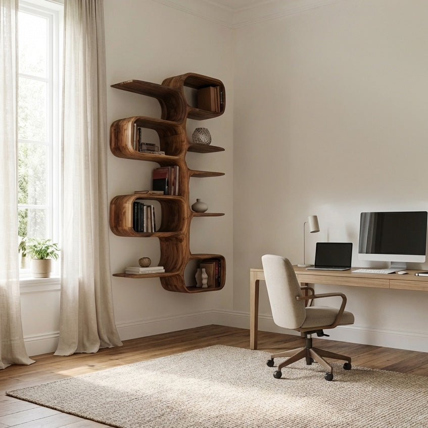 Scandinavian Wooden Wall Shelf For Home Interior Decor