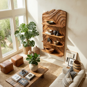 Rustic Handcrafted Wooden Wall Rack For Entryway Storage Display