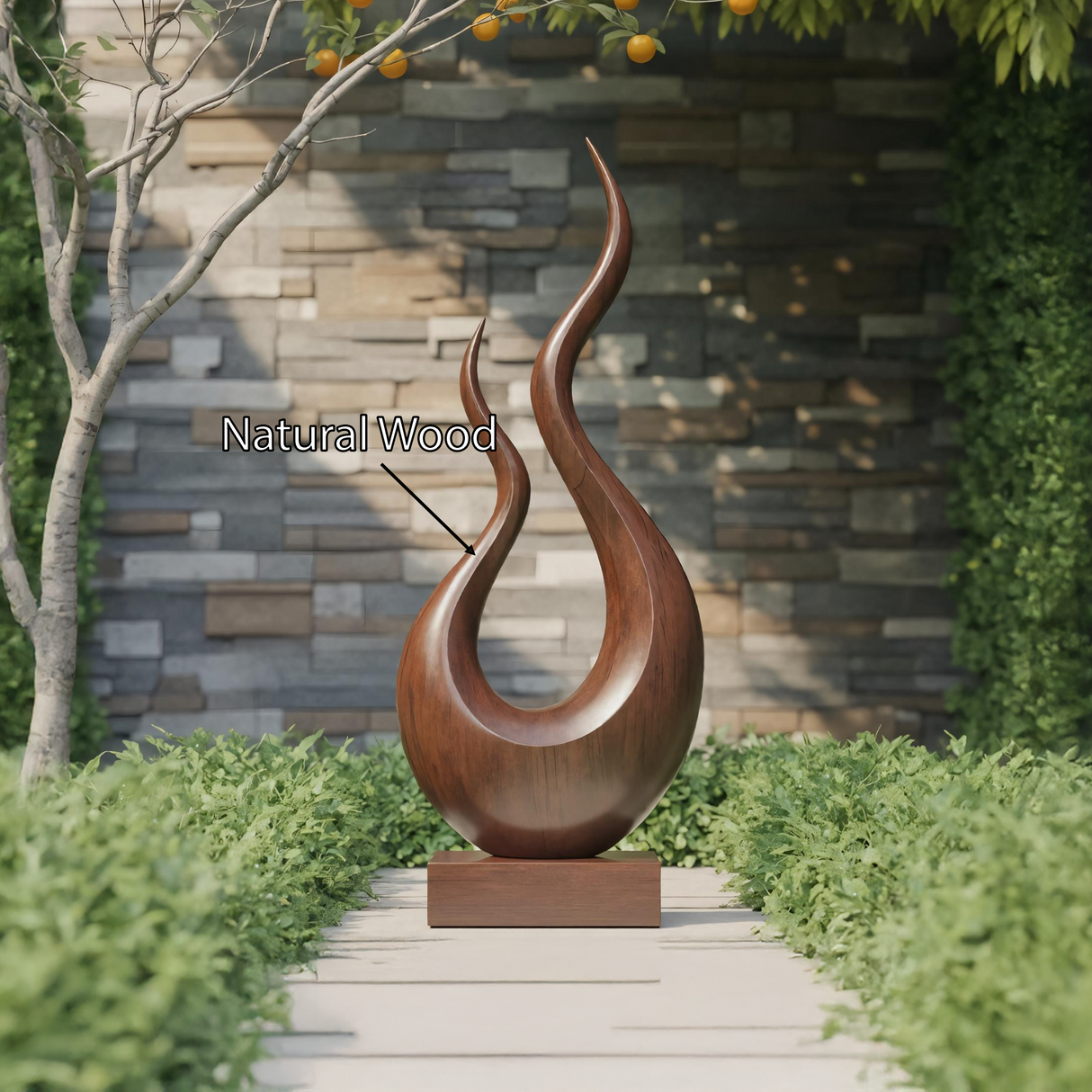 Mid Century Wooden Sculpture For Garden Decorative Panel