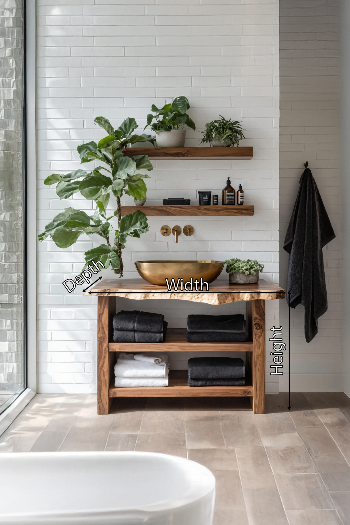 Farmhouse Wooden Vanity For Bathroom Furniture Setup