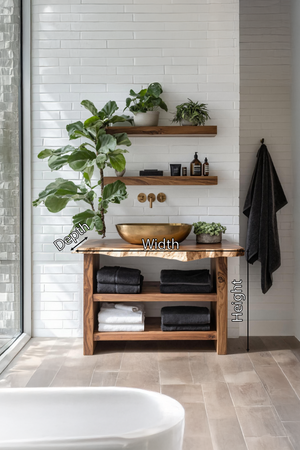 Farmhouse Wooden Vanity For Bathroom Furniture Setup