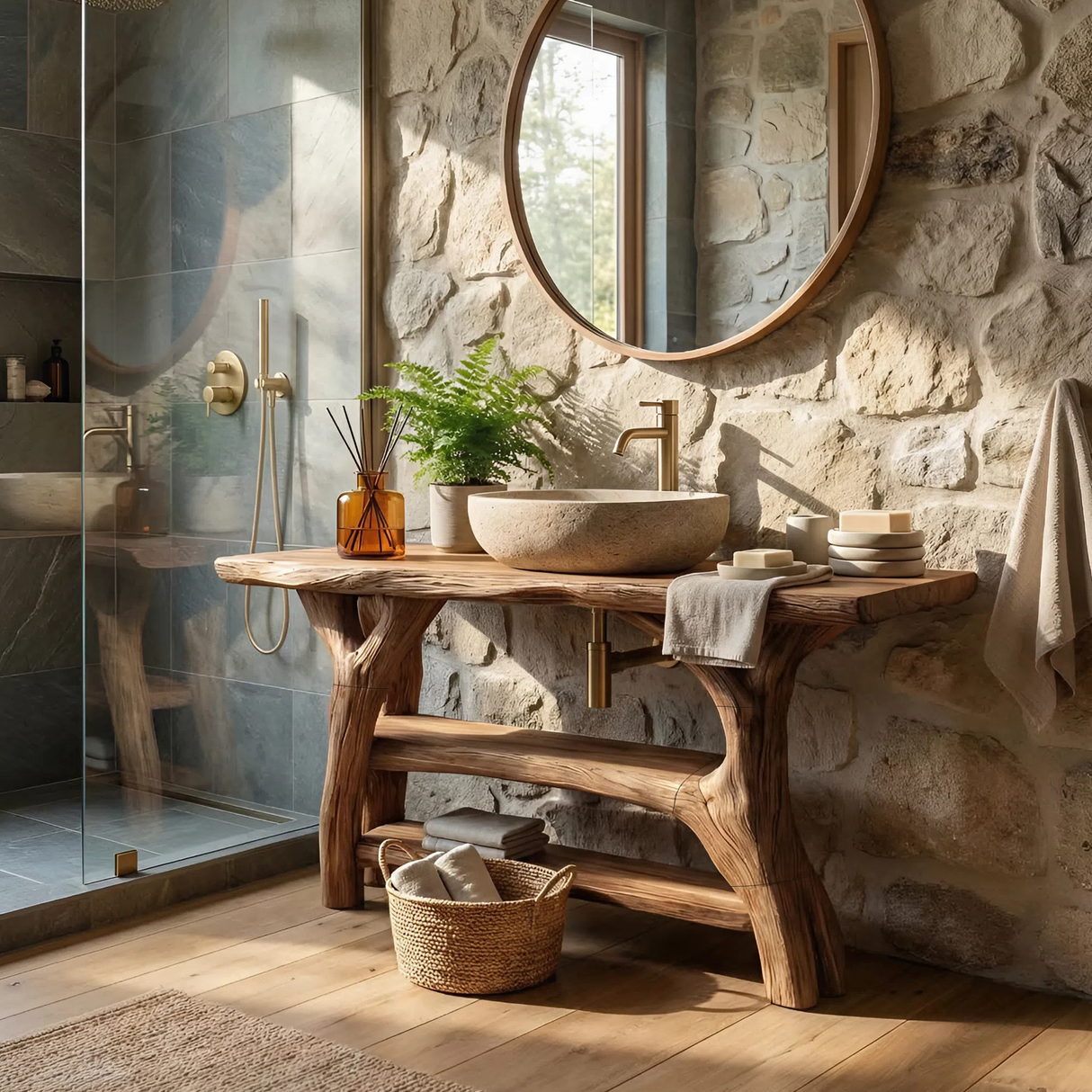 Minimalist Live Edge Vanity For Small Bathroom Design