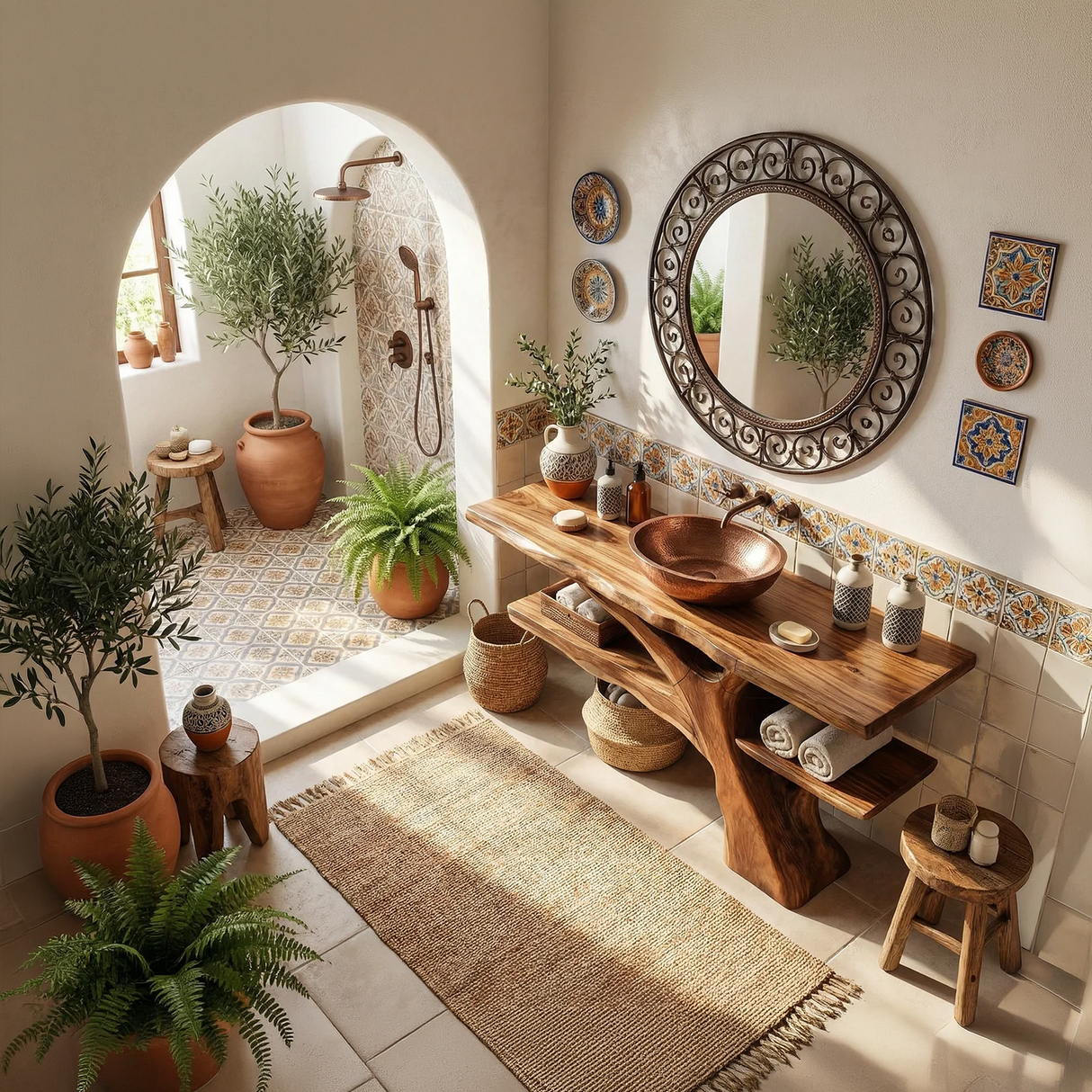 Mid Century Solid Wood Bathroom Vanity Sculptural Live Edge For Bathroom