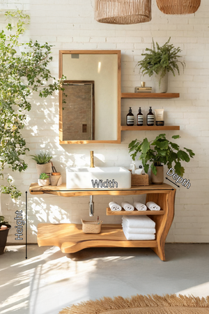 Rustic Wooden Vanity With Sink Space For Bathroom Use