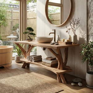 Contemporary Wooden Vanity For Luxury Bathroom Space