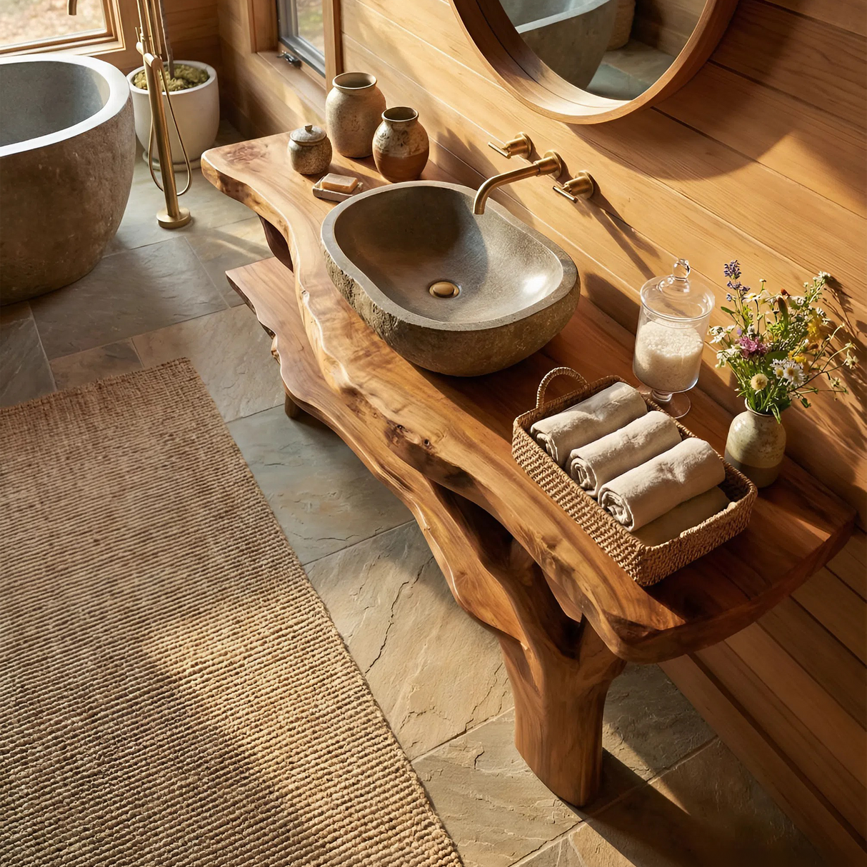 Modern Wooden Vanity For Apartment Bathroom Layout