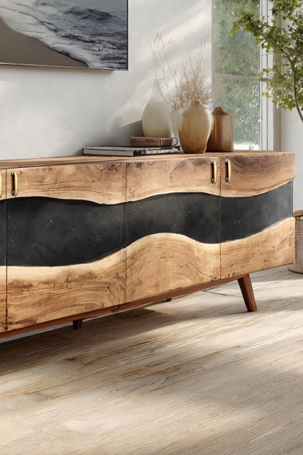 Handcrafted Solid Wood TV Console For Furniture Decor