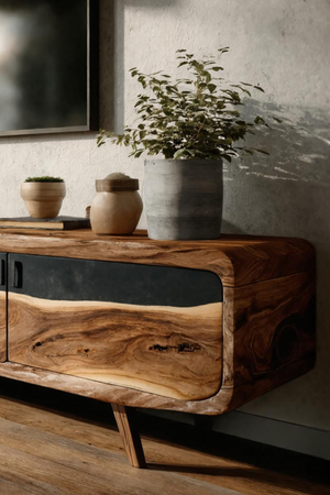 Handcrafted Live Edge TV Console For Home Style