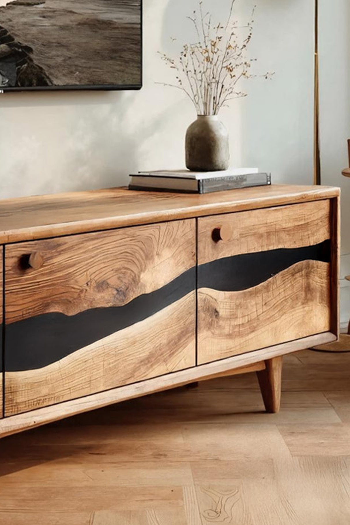 Handcrafted Wooden Console For Living Room Setup