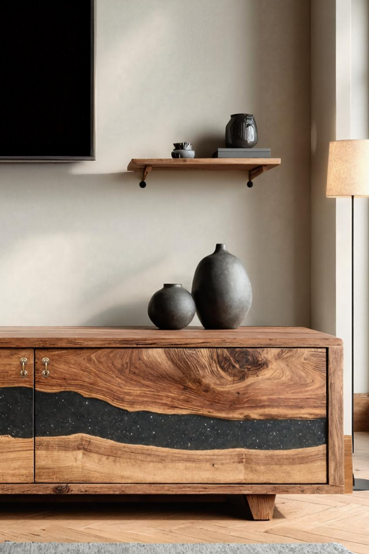 Handcrafted Live Edge TV Cabinet For Furniture Decor