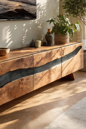 Mid Century Solid Wood Entertainment Stand For Decor