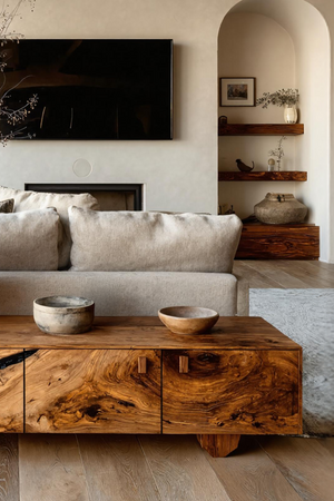 Farmhouse Live Edge TV Cabinet For Rustic Bedroom Decor