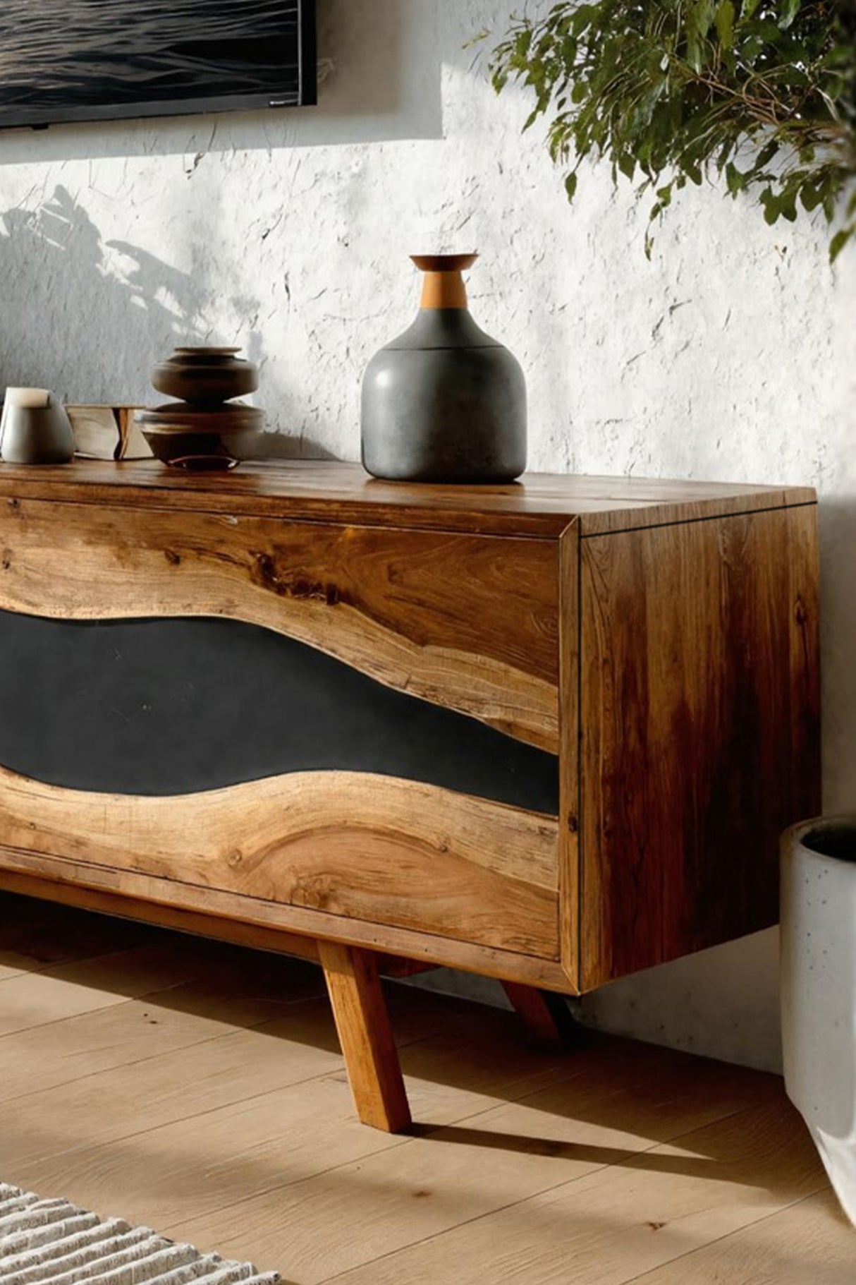 Mid Century Handmade Wooden TV Stand For Decor