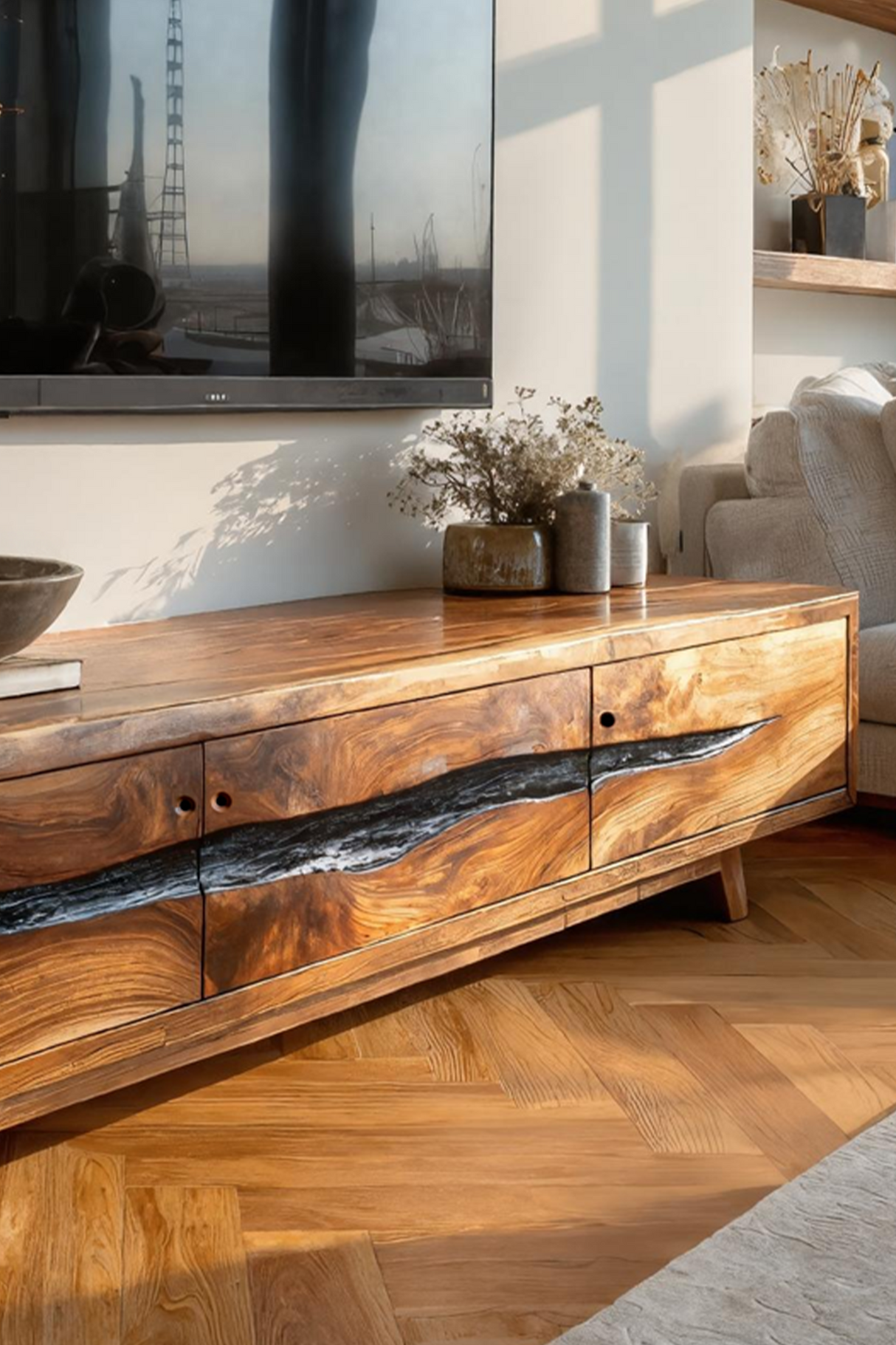 Farmhouse Solid Wood TV Console For Bedroom Design