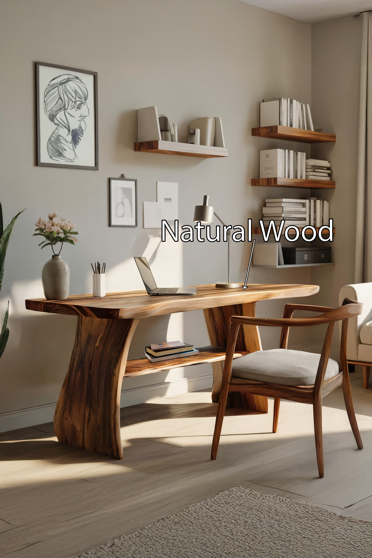 Farmhouse Live Edge Desk For Creative Studio And Office