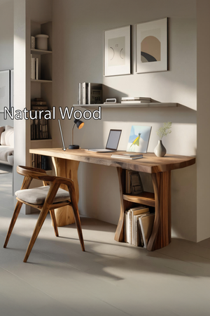 Modern Wooden Live Edge Desk For Small Home Office Setup