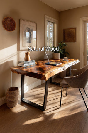 Farmhouse Solid Wood Live Edge Desk For Interior Decor