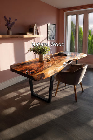 Modern Wooden Live Edge Desk For Small Spaces