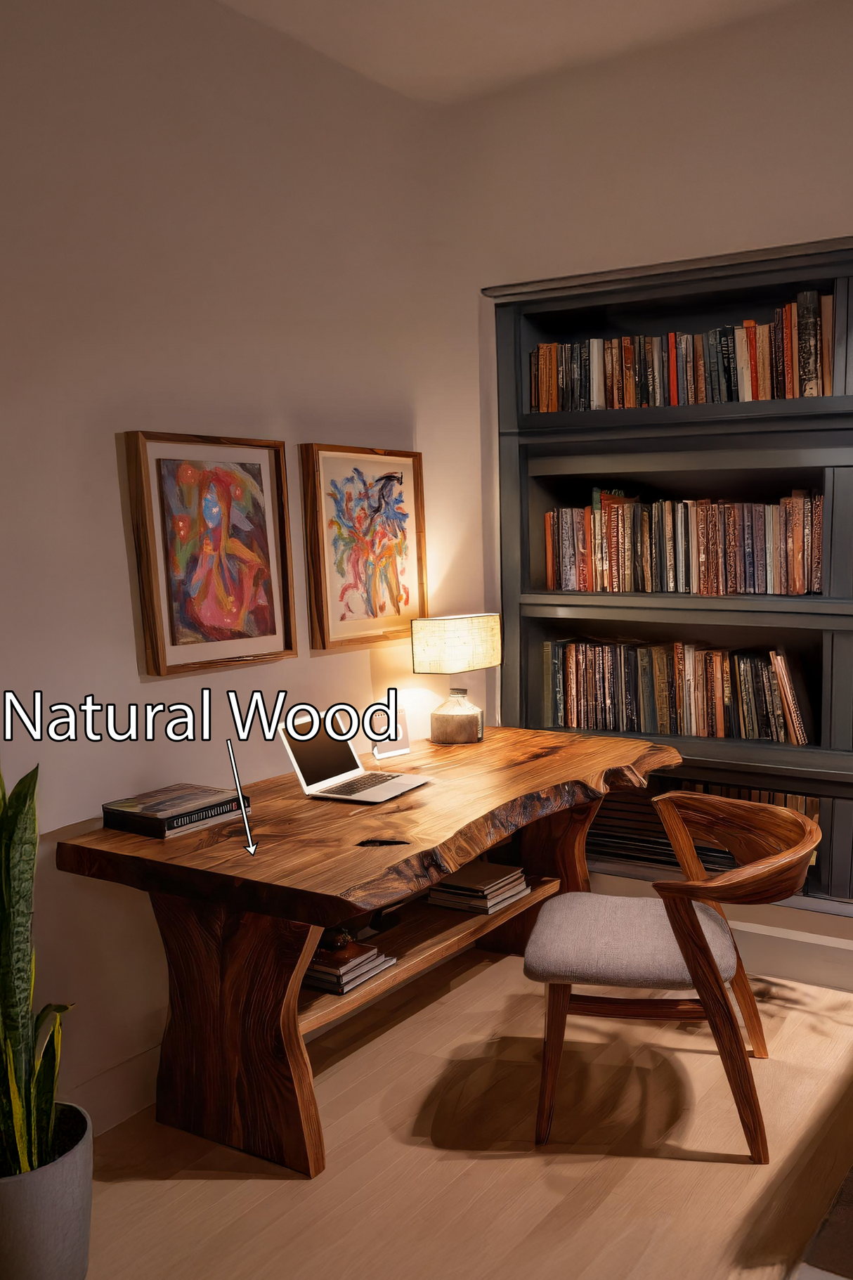 Handcrafted Wooden Live Edge Desk For Living Room Interior