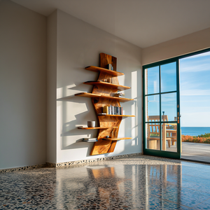 Contemporary Wooden Wall Mounted Bookshelf For Living Room