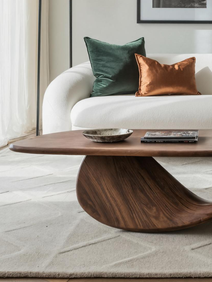 Modern Coffee Table With Wave Design For Living Room