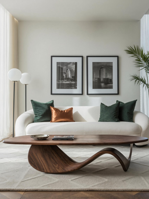 Modern Coffee Table With Wave Design For Living Room