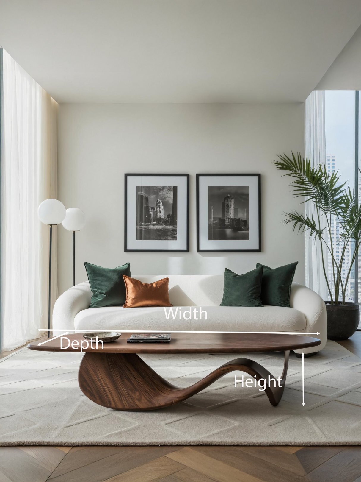 Modern Coffee Table With Wave Design For Living Room