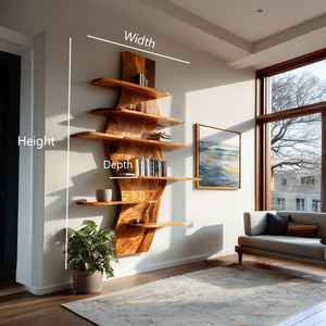 Contemporary Wooden Wall Mounted Bookshelf For Living Room