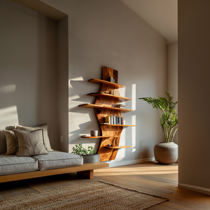 Contemporary Wooden Wall Mounted Bookshelf For Living Room