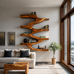 Minimalist Wood Floating Bookshelf For Living Space