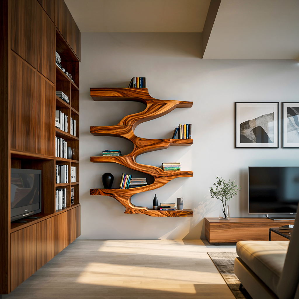 Minimalist Wood Floating Bookshelf For Living Space