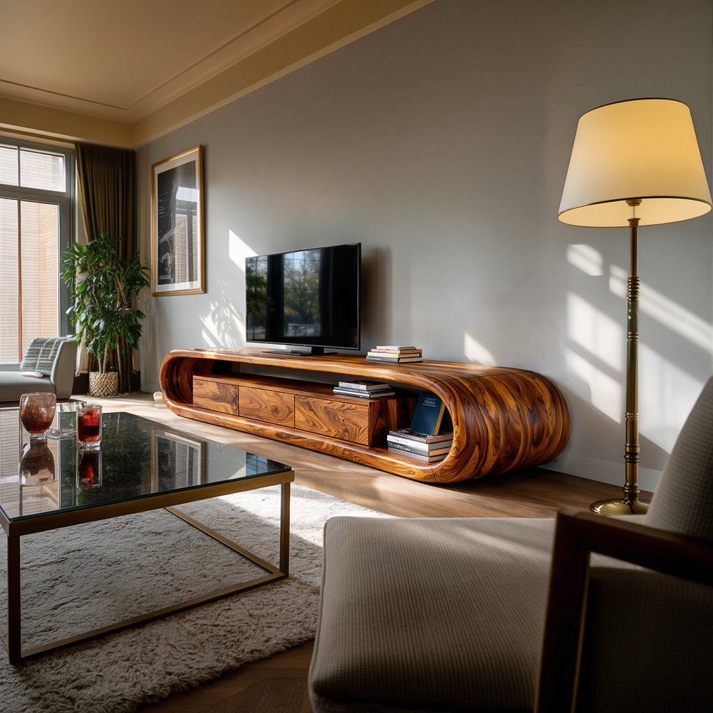 Luxury TV Cabinet With Built In Drawer Storage For Living