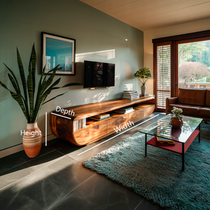 Handcrafted TV Cabinet Design Spacious Drawers For Living